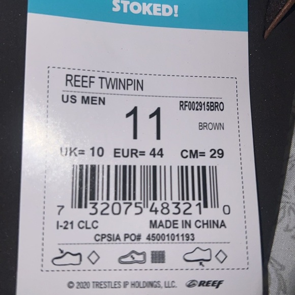 REEF Twinpin Mens Brown/Tan Vegan Leather Flip Flop/Sandal | NEW/NWT!! ☀️🌊🏝️ - Picture 6 of 11